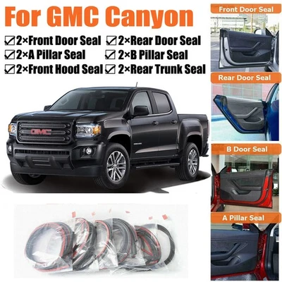Door Rubber Seal Strips Weather Draft Wind Noise Reduction Kit For GMC Canyon - Изображение 1 из 4