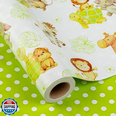 Homeral 婴儿淋浴包装纸卷 - 可爱动物设计 - 17 英寸 x 16.4 — 第 1/4 张图片