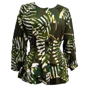 Blusa Top M&S Collection Verde Mix Mangas 3/4 Patrón Talla 10 16 18 20 22 24 - Imagen 1 de 3