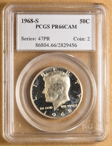 1968 S Proof Kennedy Silver Half Dollar PCGS PR66CAM Cover