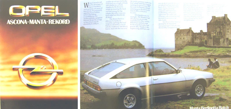 Opel Ascona B, Manta B, Rekord E 1979-80 Original UK Sales Brochure - Image 1 of 1