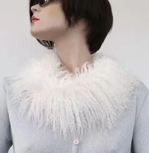 Pelliccia Sciarpa Agnello Del Tibet Boa Loop Pelo Colletto Cappotto Carico Sposa - Picture 1 of 3