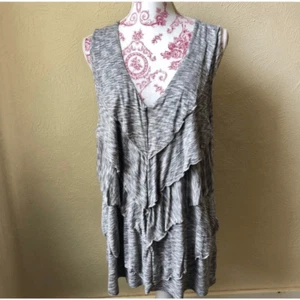 Maurices Gray soft knit 1X Ruffle Front Sleeveless Blouse - Picture 1 of 5