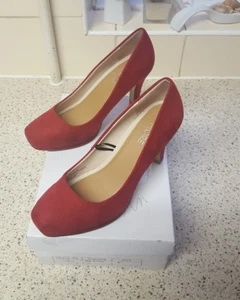 Ladies New Fiore Red Suede High Heels Size UK 4 / 37 - Picture 1 of 6