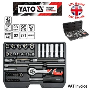 Yato Professional 42 pcs Ratchet Socket Set 1/4" Tools Toolbox YT-14481 - Picture 1 of 3