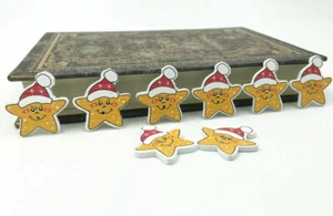 50X Christmas star Wooden Buttons Decorative Sewing crafts Scrapbooking DIY 26mm - Picture 1 of 3