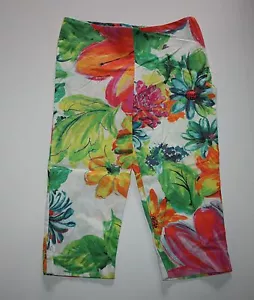 New NEXT UK Girls 5 6 year Large Orange Green Floral Capri Length Pants - Picture 1 of 1