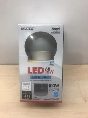 Satco S9287 - 16 watt, A21 LED, Frosted 5000K, Medium base Dimmable 100w Replace - Image 1 of 4