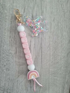 Bolso escolar/mochila personalizada con nombre de unicornio llavero bolso encanto llavero  - Imagen 1 de 4