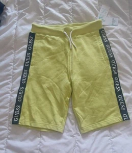 Boys Guess shorts NWT boys Sz 12 Neon Green Logo Strap - Picture 1 of 7