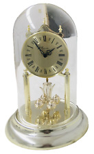 Concordia Anniversary Clock Glass Dome 11" Goldtone Made In Germany Tested