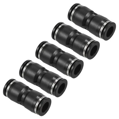 5 Pcs 3/8" Union Push to Connect Pneumatic Air Line Fitting Black - Imagem 1 de 4