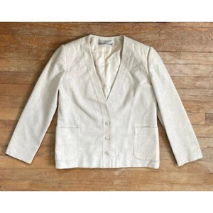 Vintage Wool Blazer Size Medium 1970s Cream/Beige Sport Coat Jacket - Picture 1 of 5
