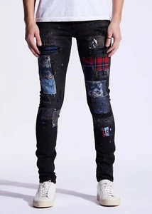 Embellish NYC Men's Rip & Repair Patchwork Distressed Skinny Fit Denim Jeans - Picture 1 of 4