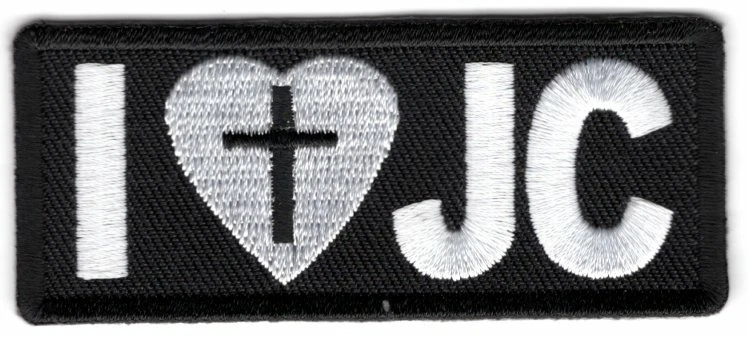I LOVE JC Iron On Patch Biker Saying Vest Emblem - Image 1 of 1