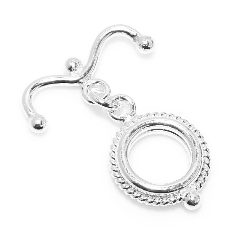 3 Set 15X25mm Bali Toggle Clasp Sterling Silver Plated Jewelry Making - Image 1 of 1
