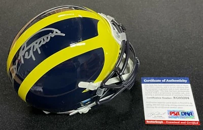 JABRILL PEPPERS SIGNED MICHIGAN MINI SCHUTT HELMET PSA/DNA COA RG03204 FULL NAME - Image 1 of 3