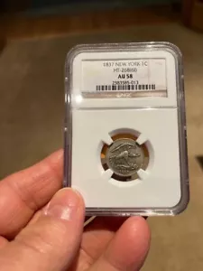 1837 1c New York Feuchtwanger's Composition Cent Token PCGS AU58 ! - Picture 1 of 14