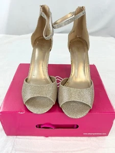 Dream Pairs Women ankle strap open Toe Wedding Sandal Pump Shoes Gold Glitter 11 - Picture 1 of 8