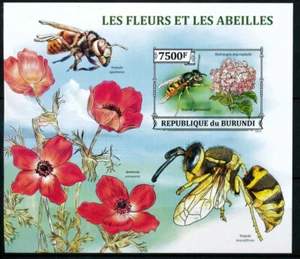 Burundi 2013 MNH 1v MS, flores, avispa alemana, insectos - Imagen 1 de 1