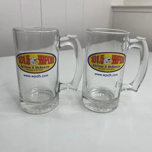 Vintage 101.5 WPDH Rock Radio Station Set Of 2 Glass Mugs Hudson Valley NY - Picture 1 of 6