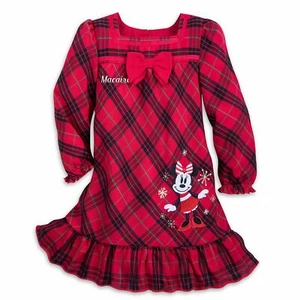 Disney Store Minnie Mouse Girl's Nightgown Nightshirt Plaid Christmas Holiday PJ - Picture 1 of 4