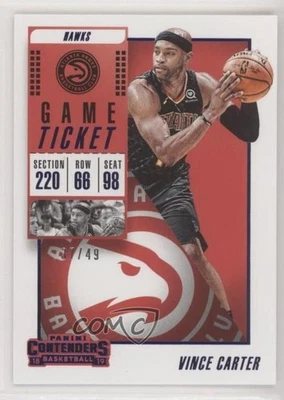 2018-19 Panini Contenders Game Ticket Blue /49 Vince Carter #22 HOF - Image 1 of 2