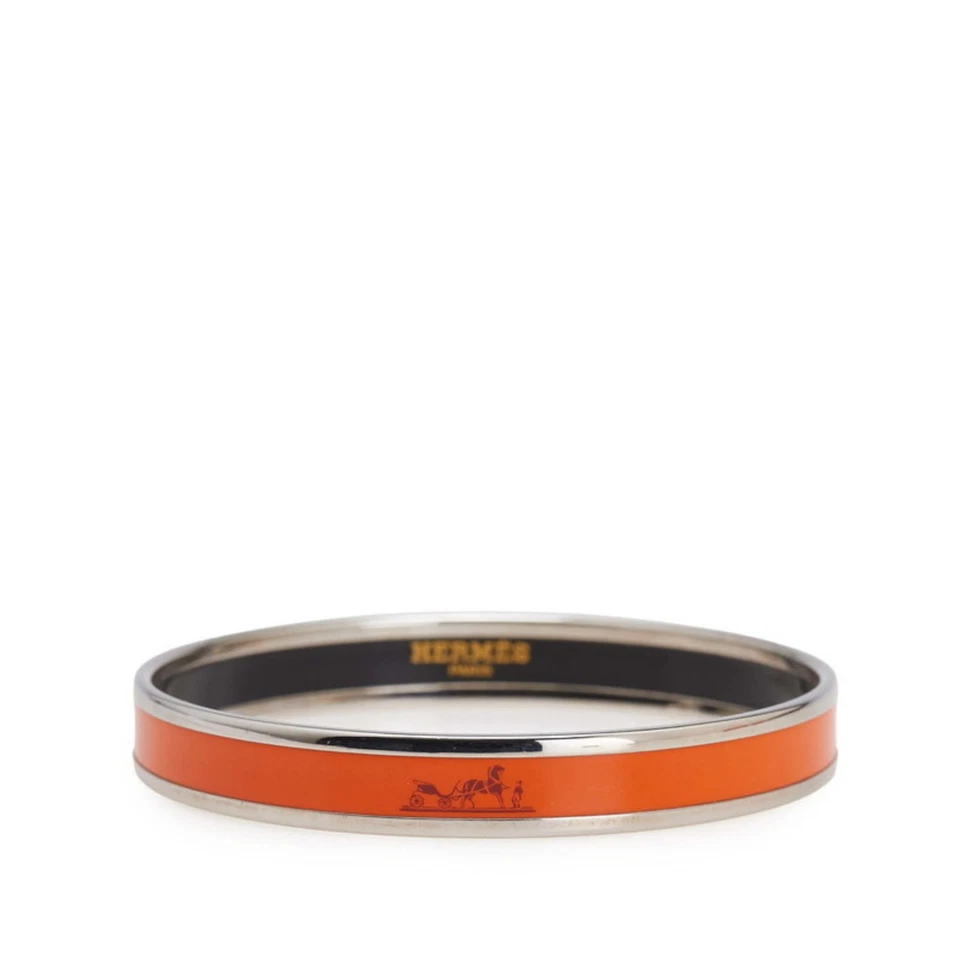 Brazalete Hermes esmalte PM Cloisonne en metal naranja y plateado para mujer GZl1c8gd Foto 1 de 1