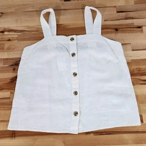 J Crew Factory Linen Blend Top Womens Size Medium White Pullover Tank NWT - Picture 1 of 12