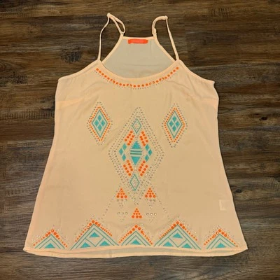 Lulumari size SMALL camisole beaded top BRIGHT orange Neon tank Y2K — 第 1/4 张图片