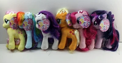 Set of 6: Aurora My Little Pony 6" Plush Doll Apple Pinkie Rainbow Fluttershy - Image 1 of 4