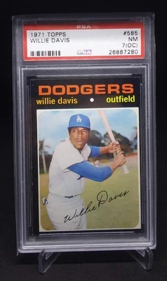 1971 Topps #585 Willie Davis Dodgers PSA 7 NM OC - Image 1 of 2