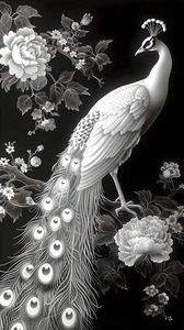 Home Art Wall Living Room Decor Animals Peacocks Oil Painting Printed on Canvas - Picture 1 of 9