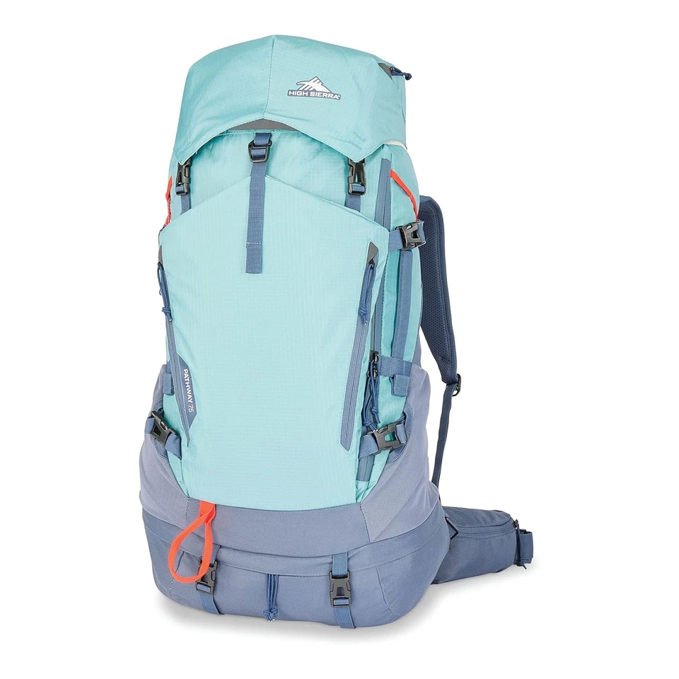 Mochila High Sierra 75L Pathway 2.0 con almacenamiento de hidratación para senderismo, azul ártico Foto 1 de 4