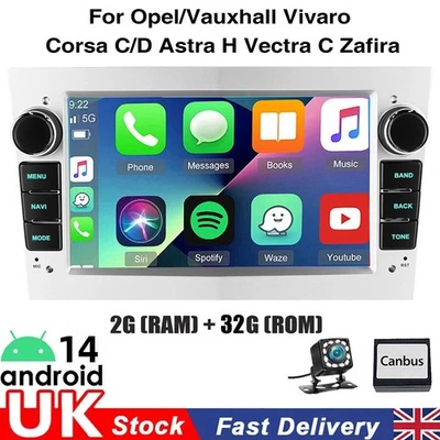 For Vauxhall Corsa C Astra Zafira Apple Carplay Car Radio Stereo GPS Android 14 - Image 1 of 4