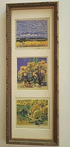 Gustave Baumann (1881-1 971) Harden Hollow Cholla Saguaro Hondo Framed Notecards - Picture 1 of 5