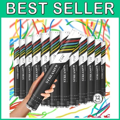 Cañones de confeti XL 12pk - Poppers biodegradables multicolores Foto 1 de 4