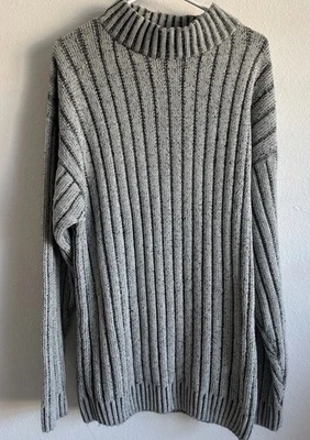 Vintage Chunky Knit Sweater High Neck Fisherman Style Oversized Size Large Cozy - Image 1 of 4