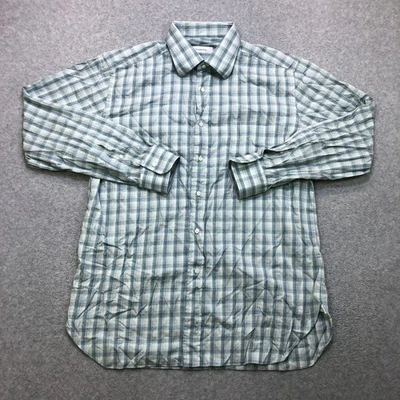 Ermenegildo Zegna Shirt Men's Large 43 17 Green Plaid Preppy Italian Long Sleeve - Image 1 of 4