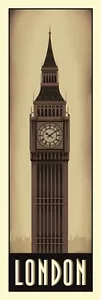 IMPRESIÓN ARTÍSTICA RETRO - Londres por Steve Forney - Inglaterra Big Ben Póster 12x36 - Imagen 1 de 1