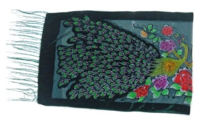 Autumn Winter Shawl Scarf Double Peacock Burnout Velvet Poncho Luxury Pashmina - Image 1 of 4