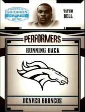 2005 Donruss Gridiron Gear Performers Platinum Holofoil Card #1 Tatum Bell /25