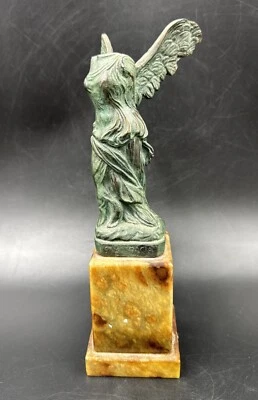 Antique Samotracia Sculpture Statue Base Marble Made In Italy Copper Samothrace - Image 1 of 4