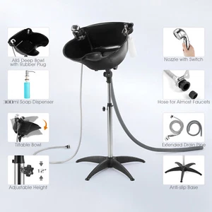Portable Adjustable Wash Basin Shampoo Bowl Salon Treatment w/ Faucet+Drain Hose - Picture 1 of 12