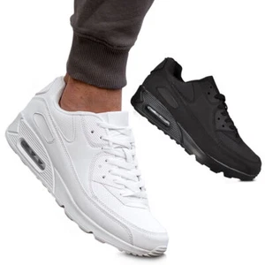 Sneaker Herren Sportschuhe Air Sohle Freizeit Schuhe Turnschuhe Weiss Schwarz - Bild 1 von 13