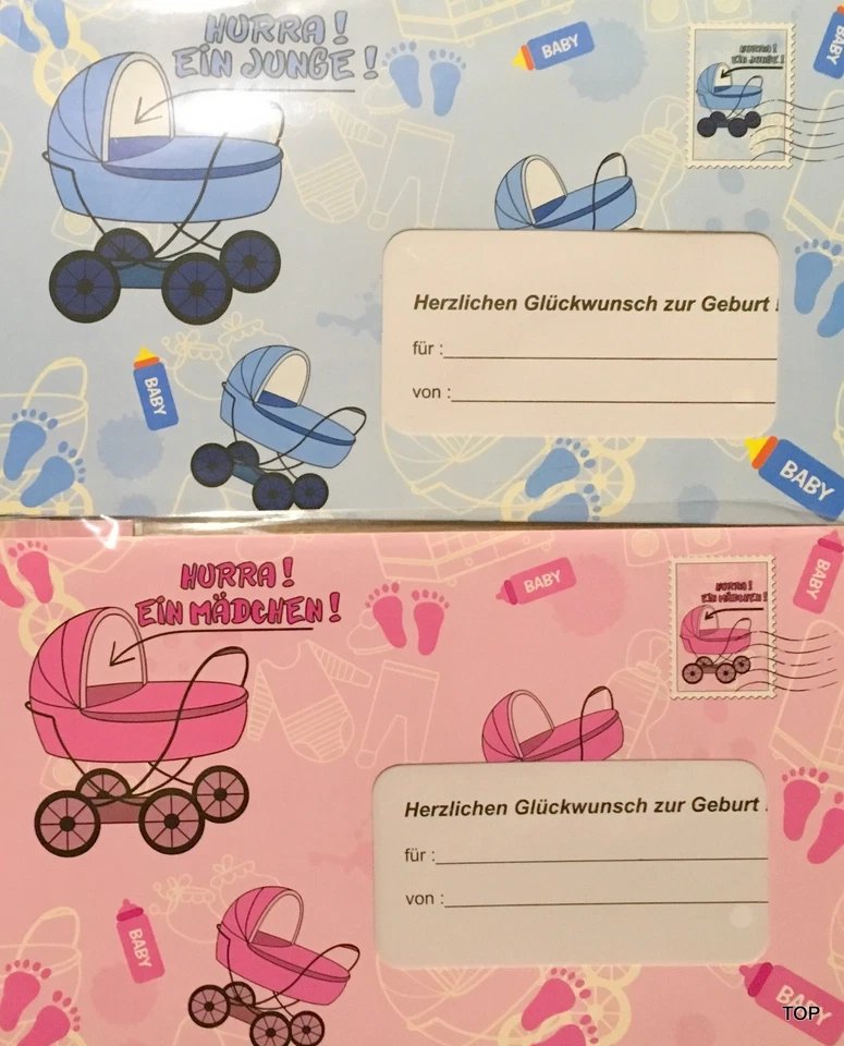 XXL Umschlag für Geldgeschenke Geburtstag Geschenke Baby Blau Rosa  - Bild 1 von 1