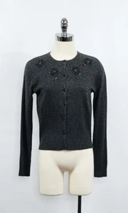 The limited Dark Grey Silk Cashmere Blend Knit Cardigan Women's Size M - Picture 1 of 7