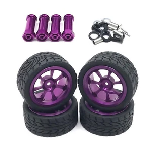 4PCS Wheels Rim Hubs+Rubber Tires 1/14 RC Car Metal Parts For Wltoys 144001 ar - Picture 1 of 16
