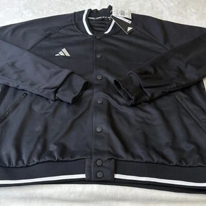 Adidas M Pinn Dugout Jacket Mens Size 2XL Black Snap Up Coaches MSRP $150 - Picture 1 of 7