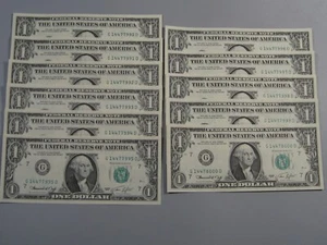 11 Consecutive CU Crisp 1974 FRN Notes # G 14477990-8000 D. #39 - Picture 1 of 9